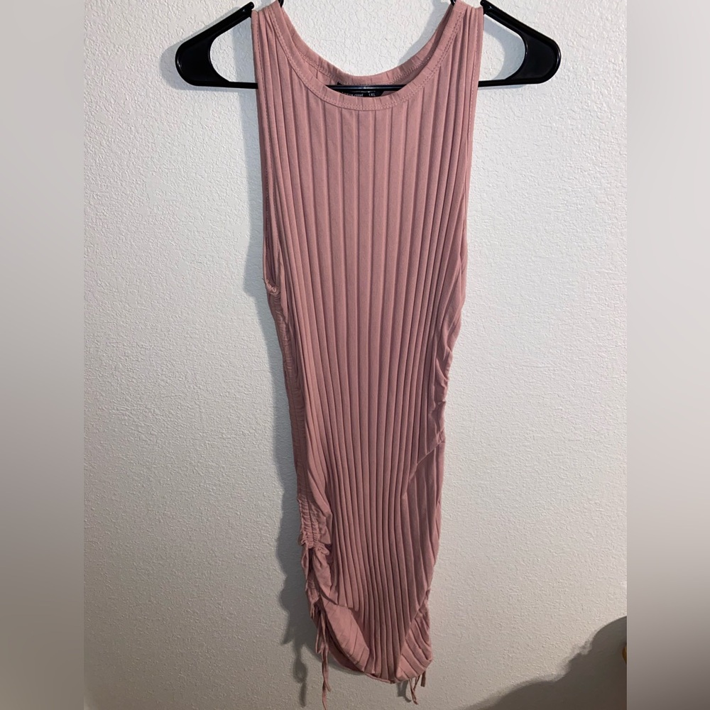 SHEIN Ribbed Pink Sleeveless Bodycon Dress